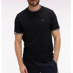 T-shirt noir à manches courtes en coton jacquard Eden Park coupe regular