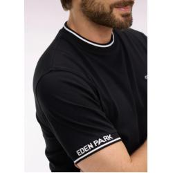 T-shirt noir à manches courtes en coton jacquard Eden Park coupe regular