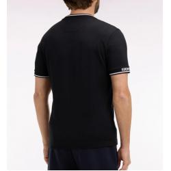 T-shirt noir à manches courtes en coton jacquard Eden Park coupe regular