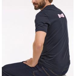 T-shirt marine à manches courtes en coton Pima brodé coupe regular