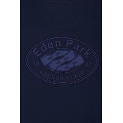 T-shirt tricolore à manches courtes en coton brodé coupe regular