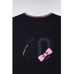 T-shirt marine à manches courtes en coton manches roses coupe regular