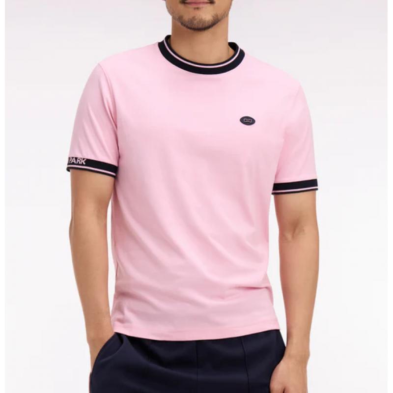 T-shirt rose à manches courtes en coton jacquard Eden Park coupe regular