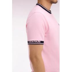 T-shirt rose à manches courtes en coton jacquard Eden Park coupe regular