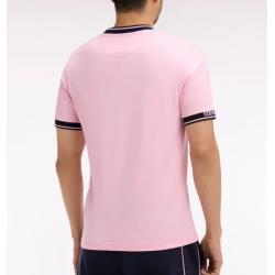 T-shirt rose à manches courtes en coton jacquard Eden Park coupe regular