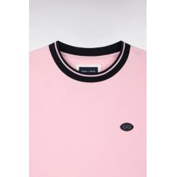 T-shirt rose à manches courtes en coton jacquard Eden Park coupe regular