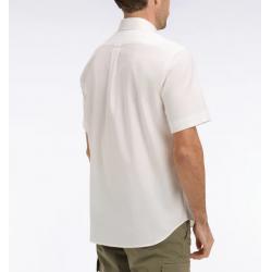 Chemise à manches courtes en coton fil teint blanc