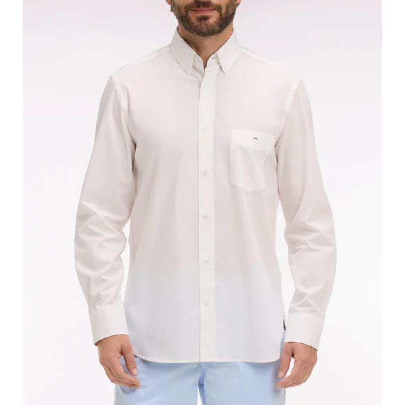 Chemise en coton blanc à coudières imprimées