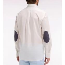 Chemise en coton blanc à coudières imprimées