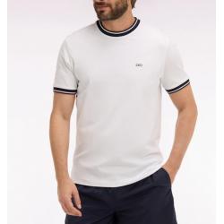 T-shirt blanc à manches courtes en coton brodé coupe regular