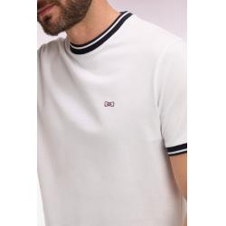T-shirt blanc à manches courtes en coton brodé coupe regular