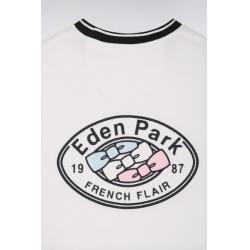 T-shirt blanc à manches courtes en coton brodé coupe regular