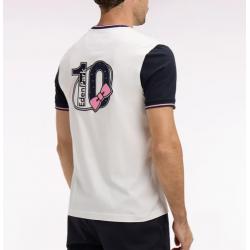 T-shirt à manches courtes en coton blanc manches marine coupe regular