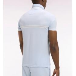 Polo à manches courtes en coton bleu ciel à rayures blanches coupe regular