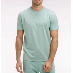 T-shirt vert d'eau à manches courtes en coton Pima coupe regular