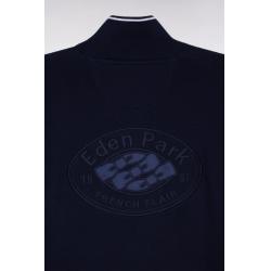 Cardigan marine col camionneur en coton à manches contrastées