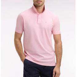 Polo rose clair à manches courtes en coton coupe regular