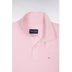 Polo rose clair à manches courtes en coton coupe regular