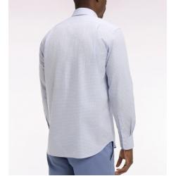 Chemise ciel en coton dobby à carreaux coupe regular