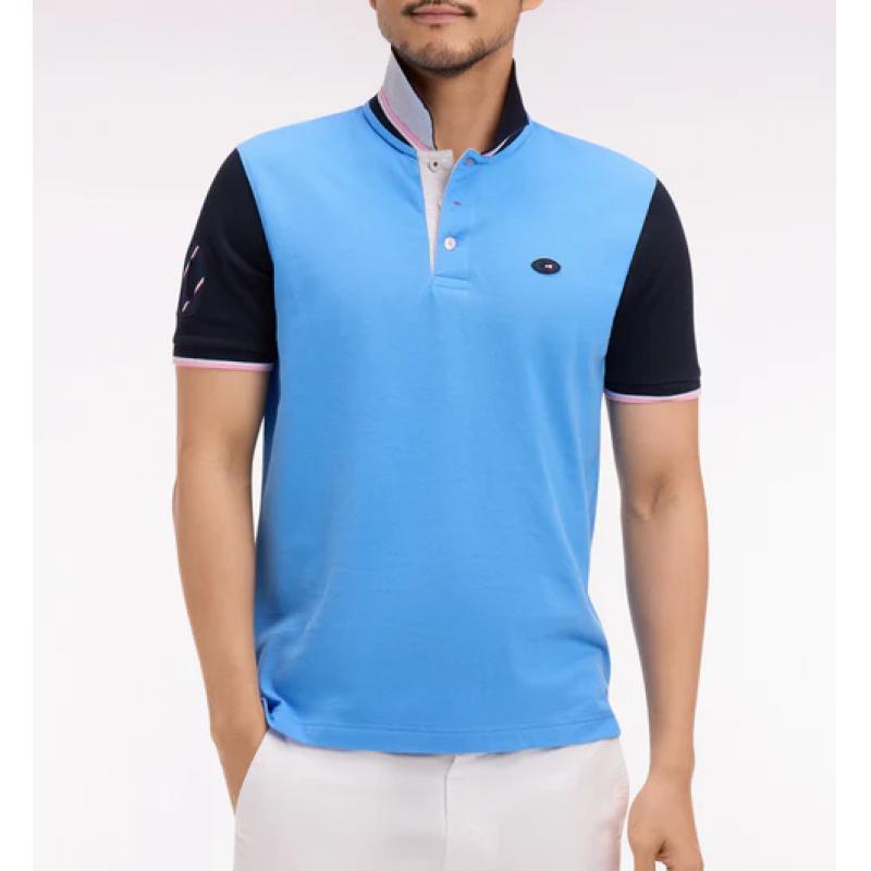 Polo bleu à manches courtes XV de France en piqué coton