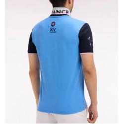 Polo bleu à manches courtes XV de France en piqué coton