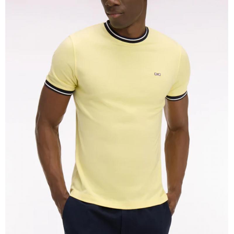 T-shirt jaune à manches courtes en coton brodé coupe regular