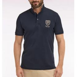 Polo marine à manches courtes en piqué coton écusson EP