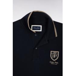 Polo marine à manches courtes en piqué coton écusson EP