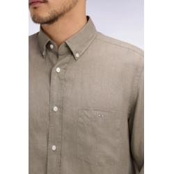 Chemise kaki en lin coupe droite