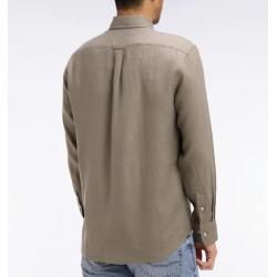 Chemise kaki en lin coupe droite