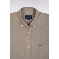 Chemise kaki en lin coupe droite