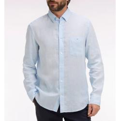 Chemise bleu ciel en lin coupe droite