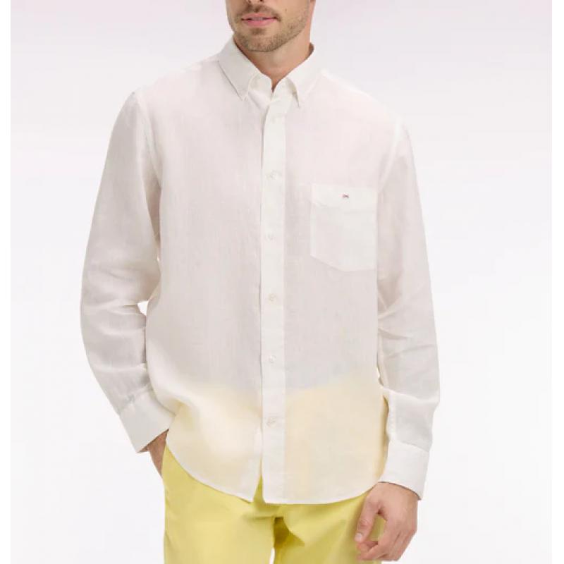 Chemise blanc en lin coupe droite