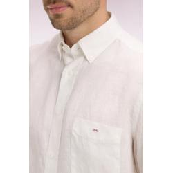 Chemise blanc en lin coupe droite
