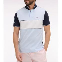 Polo ciel et marine à manches courtes en coton coupe regular