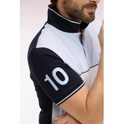 Polo ciel et marine à manches courtes en coton coupe regular