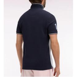 Polo ciel et marine à manches courtes en coton coupe regular