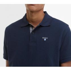 Polo marine en piqué tartan