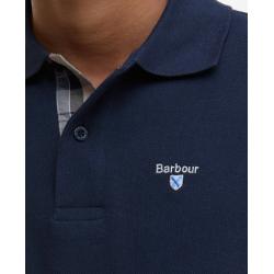 Polo marine en piqué tartan