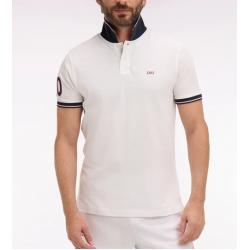 Polo blanc à manches courtes en coton brodé coupe regular