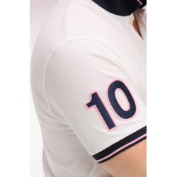 Polo blanc à manches courtes en coton brodé coupe regular