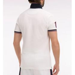 Polo blanc à manches courtes en coton brodé coupe regular