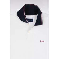 Polo blanc à manches courtes en coton brodé coupe regular