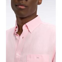 Chemise rose clair en lin coupe droite