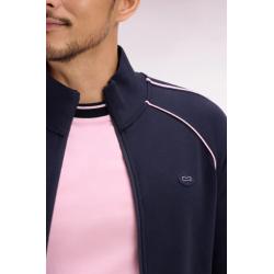 Sweatshirt marine zippé en interlock découpe ruban coupe regular