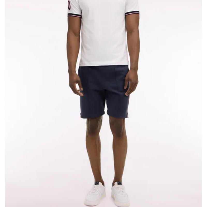 Short en molleton marine passepoils roses