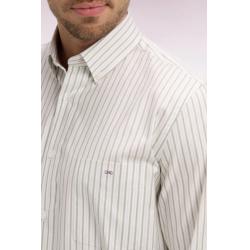 Chemise en coton pinpoint à rayures ciel coupe regular