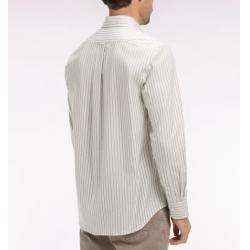Chemise en coton pinpoint à rayures ciel coupe regular