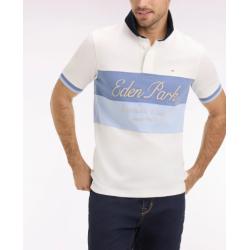 Maillot à manches courtes écru à découpes pastel et broderie coupe regular