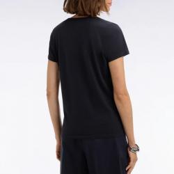 T-shirt marine à manches courtes col V en coton Pima coupe regular